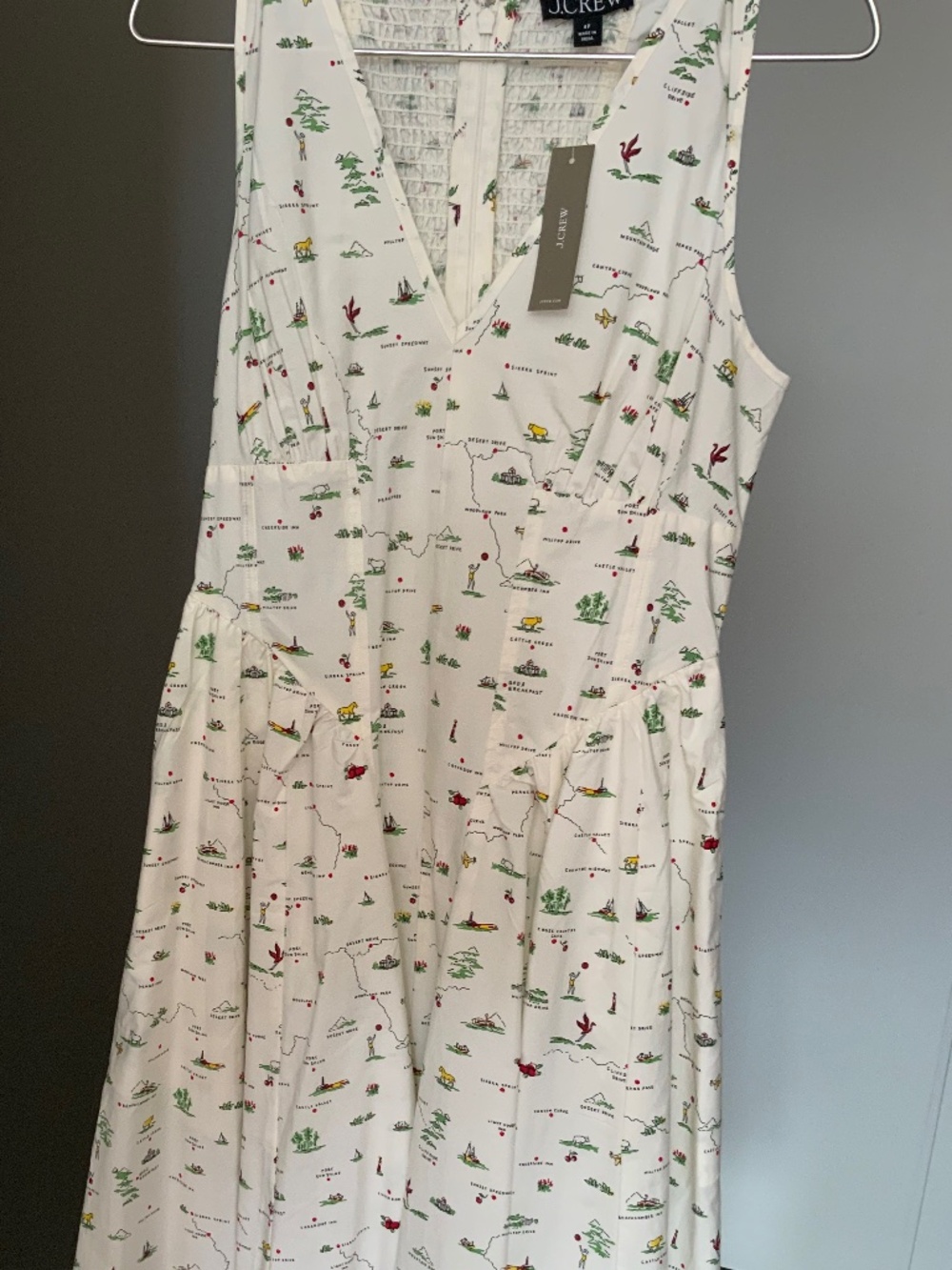 Jcrew v neck map print cotton dress size 6 nwt $168